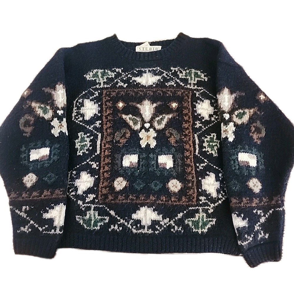 Vintage Studio Michelle Stuart Sweater Womens‎ Small Wool Hand Knit Grandma